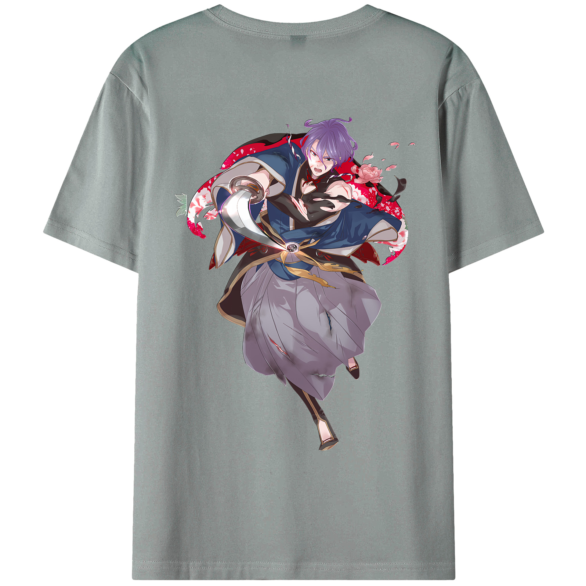 （画像用） 刀剣乱舞 Touken Ranbu 綿100％ メンズ半袖Tシャツ（バックプリント） 通気性